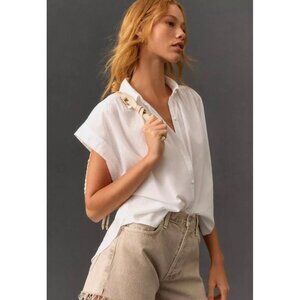 Citizens of Humanity Penny White Button Up Shirt Cap Sleeve Cotton Size Small